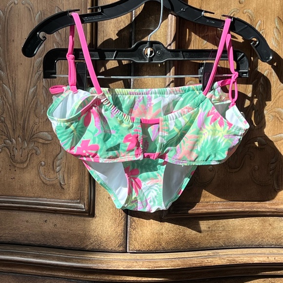 Zara Kids Girls Bikini Set Exotic Swimsuit Pink & Green Floral Design 11 12 - Picture 14 of 16